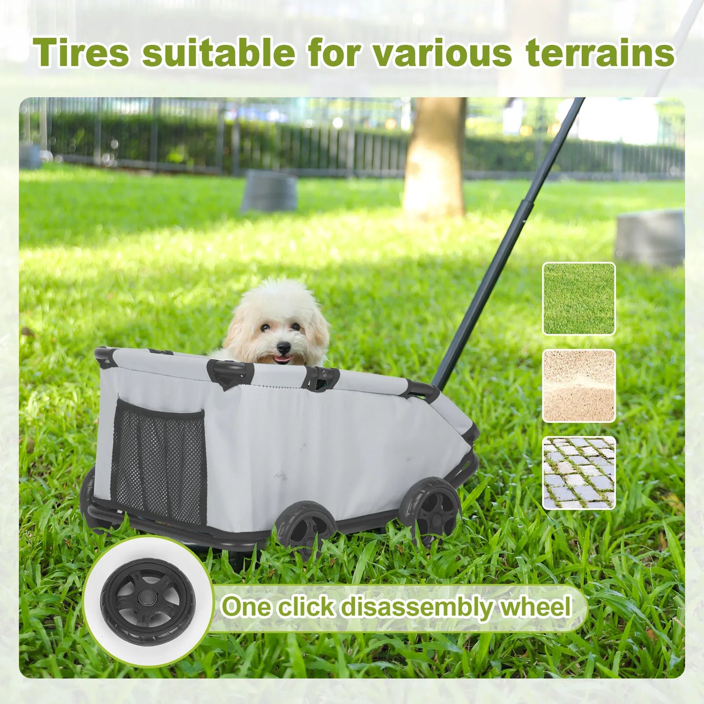 4 Wheels Foldable Pet Stroller Lightweight For Small Dogs Or Cats