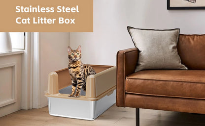 Stainless Steel Easy Clean X-Large Cat Litter Box With High Side