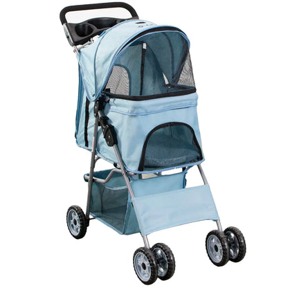 Black 4 Wheel Pet Stroller for Cat and Dog