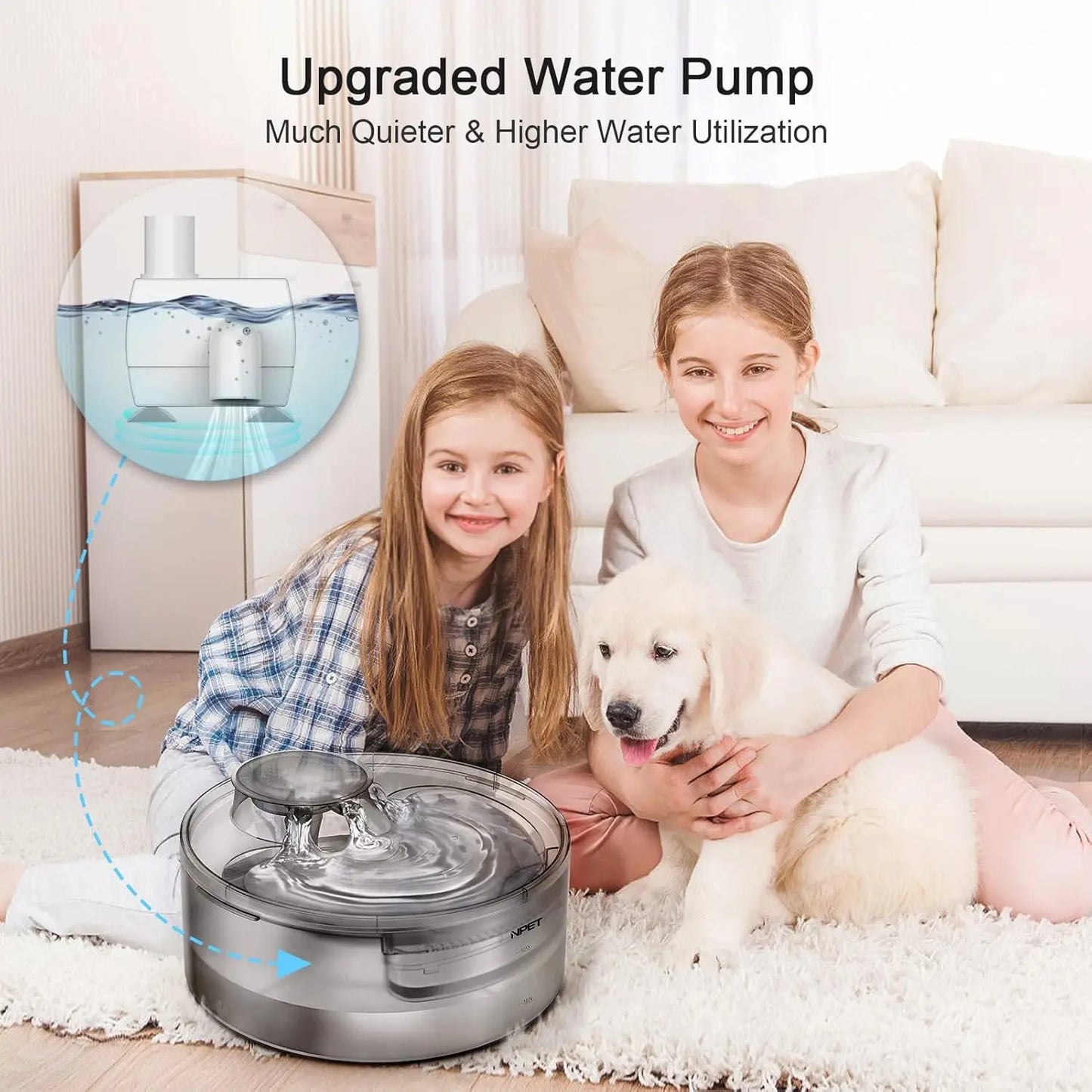 Water Fountain-170Oz/1.3Gallon For Multiple Pets