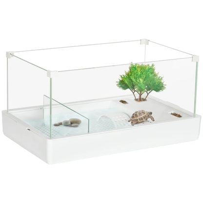 Glass Turtle Tank with Basking Platform and Filter Layer Design- Easy to Clean