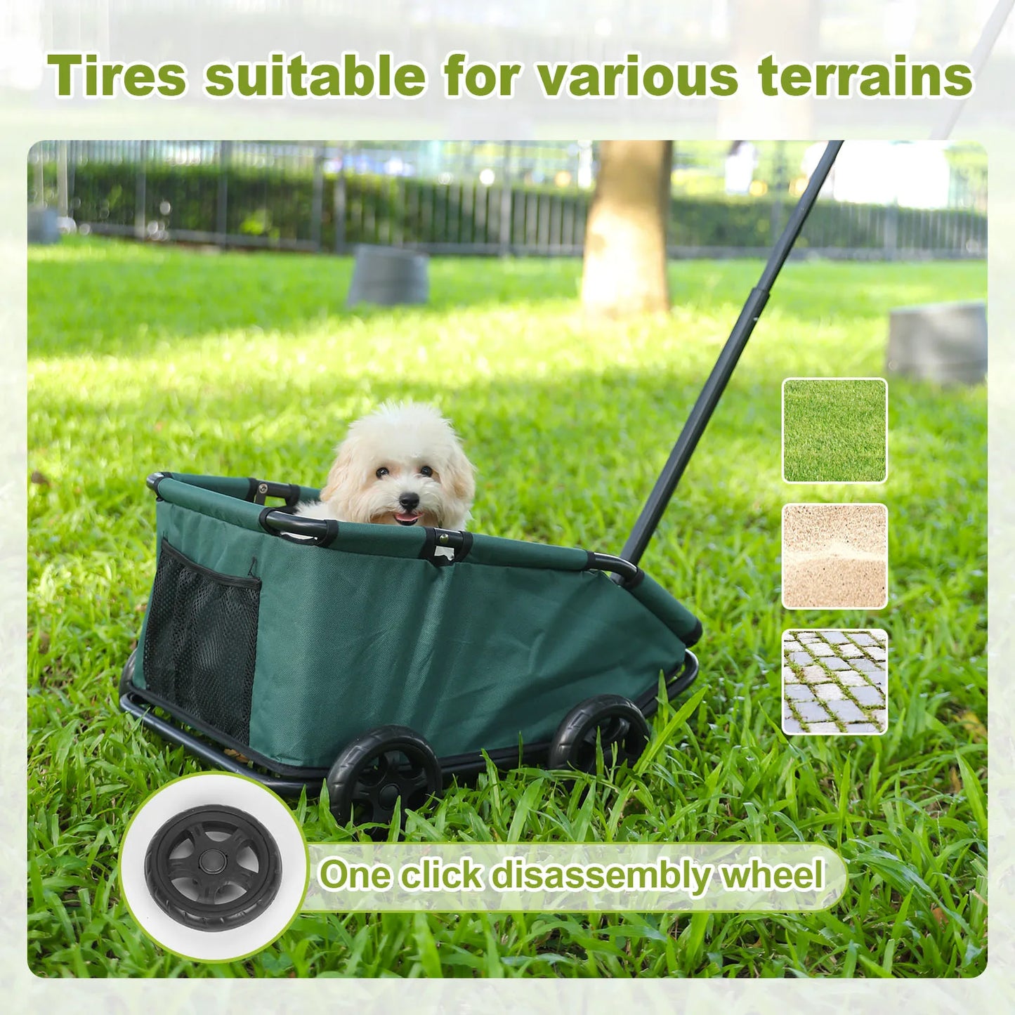 4 Wheels Foldable Pet Stroller Lightweight For Small Dogs Or Cats