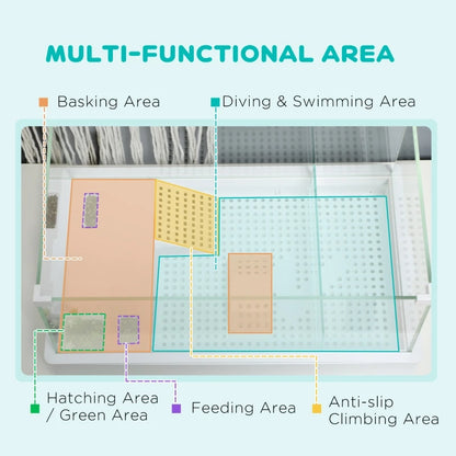 Glass Turtle Tank with Basking Platform and Filter Layer Design- Easy to Clean