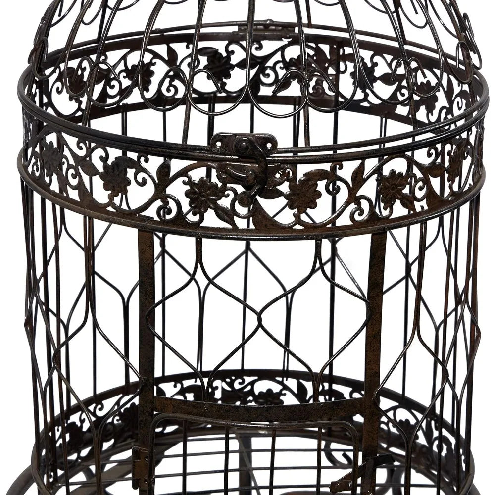 Benzara Victorian Style Bird Cage, 47" H/14 W, Black Parrot Cage