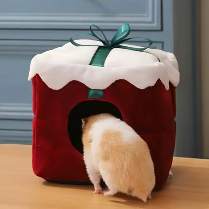 Christmas Cozy Plushy Nest For Hamster, Guinea Pig Or Any Small Animals