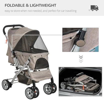 4 Wheels Folding Safety Dog Stroller