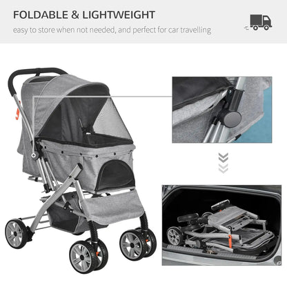 4 Wheels Folding Safety Dog Stroller