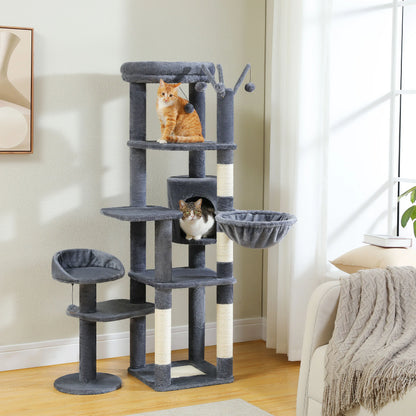 Multi-Level Cactus Cat Tower With Large Hammock, Scratching Post & 2 Perches