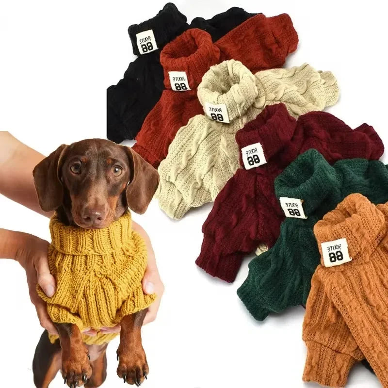 Sweater Turtleneck Solid Color For Small-Medium Dogs