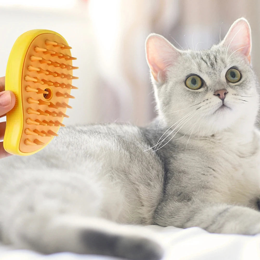 3 In 1 Steamy Rechargable Pet Grooming Brush for Massage & Hair Remover