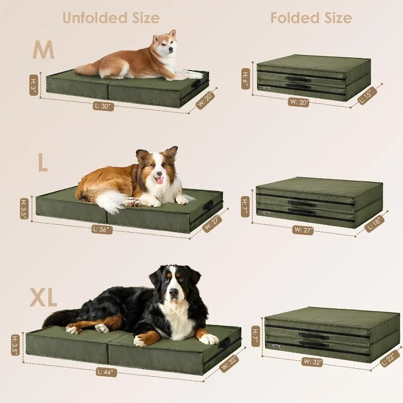 Collapsible Waterproof Orthopedic Dog Bed With Removable & Washable Cover With Handle