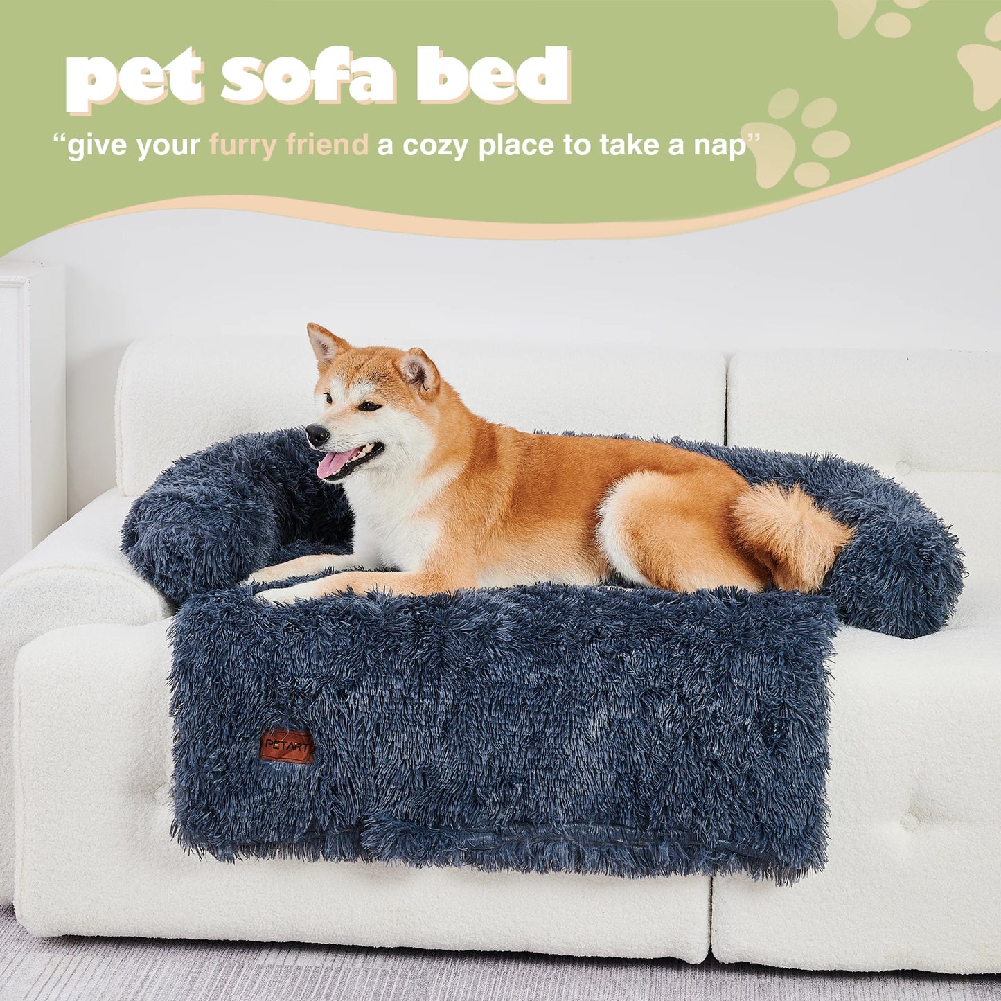 Fluffy Plush Dog Bed & Blanket with Removable & Washable Cover