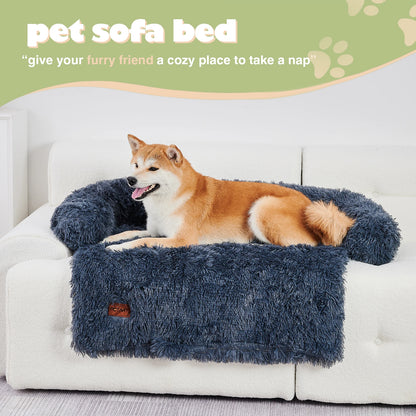 Fluffy Plush Dog Bed & Blanket with Removable & Washable Cover