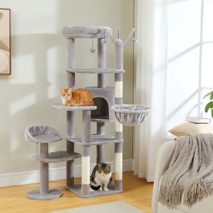 Multi-Level Cactus Cat Tower With Large Hammock, Scratching Post & 2 Perches