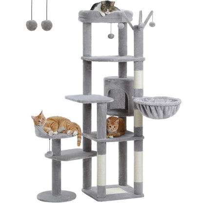 Multi-Level Cactus Cat Tower With Large Hammock, Scratching Post & 2 Perches