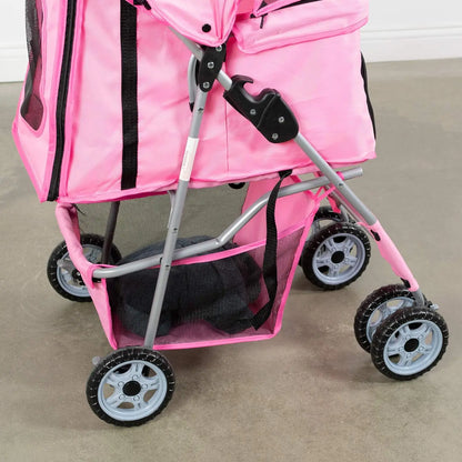 Black 4 Wheel Pet Stroller for Cat and Dog