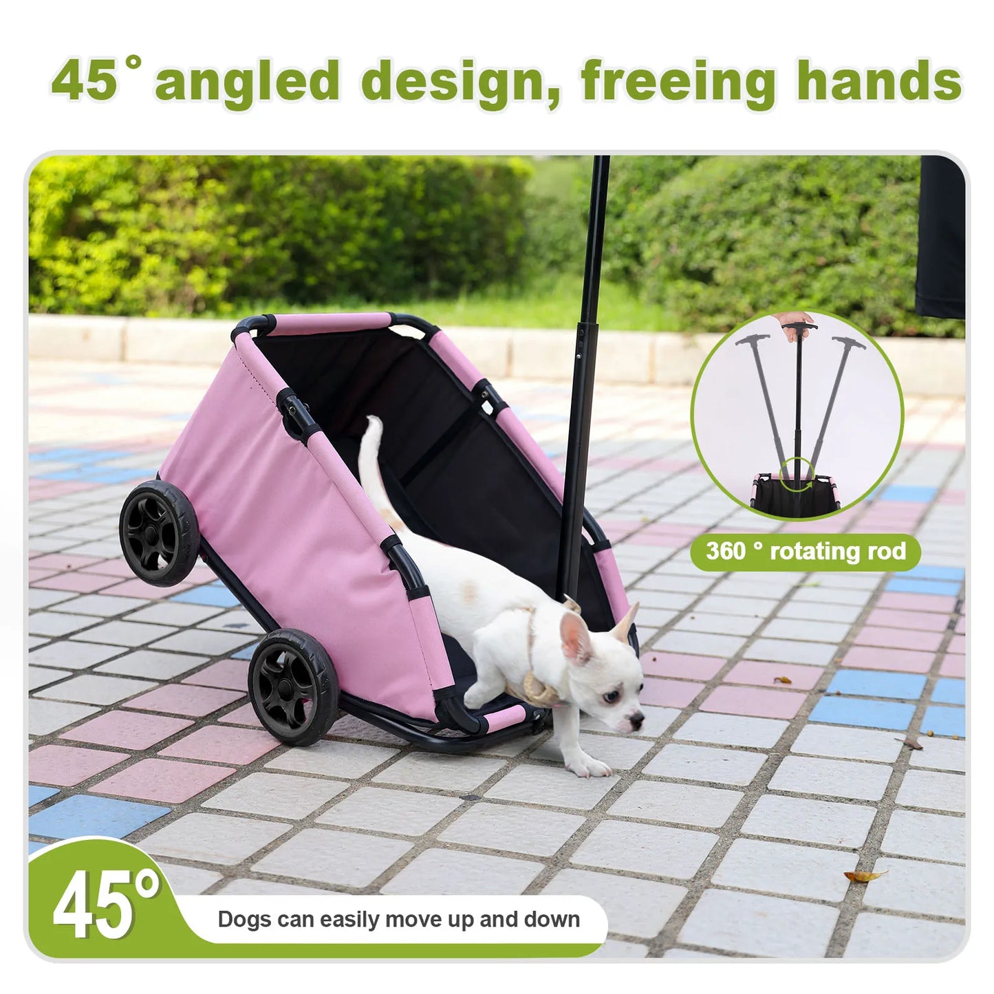 4 Wheels Foldable Pet Stroller Lightweight For Small Dogs Or Cats