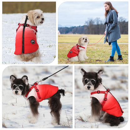 Winter Waterproof Jacket With Harness  For Dog Outfits