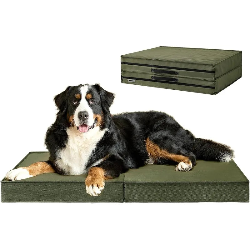 Collapsible Waterproof Orthopedic Dog Bed With Removable & Washable Cover With Handle